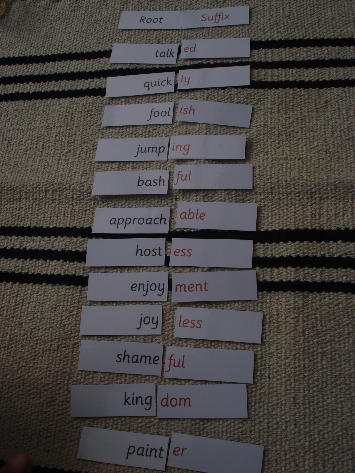 THE LEARNING ARK Elementary Montessori Word Study Suffix