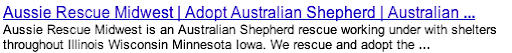 A search result for the Tales of Aussie Rescue homepage