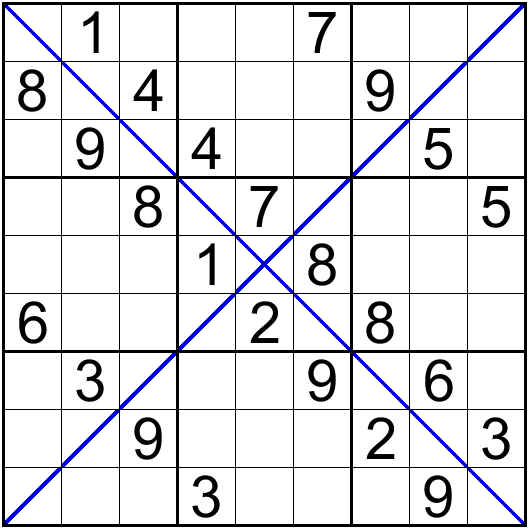 Трудные пазлы судоку играть. Судоку диагональ 9х9 средний. Судоку для печати диагональные. Судоку диагональные сложные для печати. Судоку 9/9 диагональ средний.