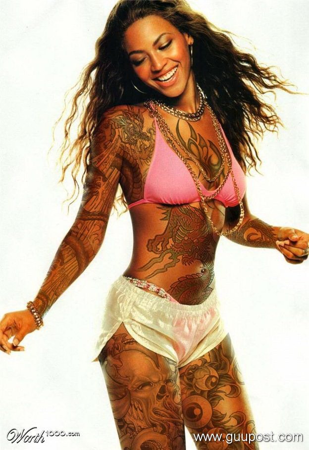 Female body tattoo. In the series bikini 2