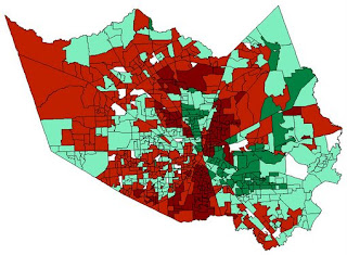 Clinton - Green, Obama - Red