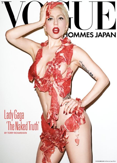 Super skinny Lady Gaga covered with meat is not really news either as we 