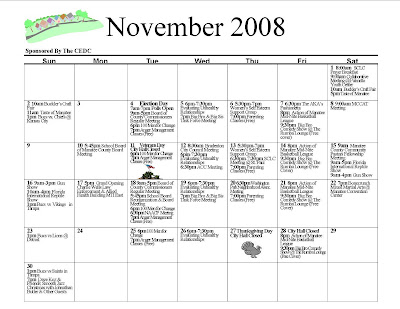 november community 2008 calendar