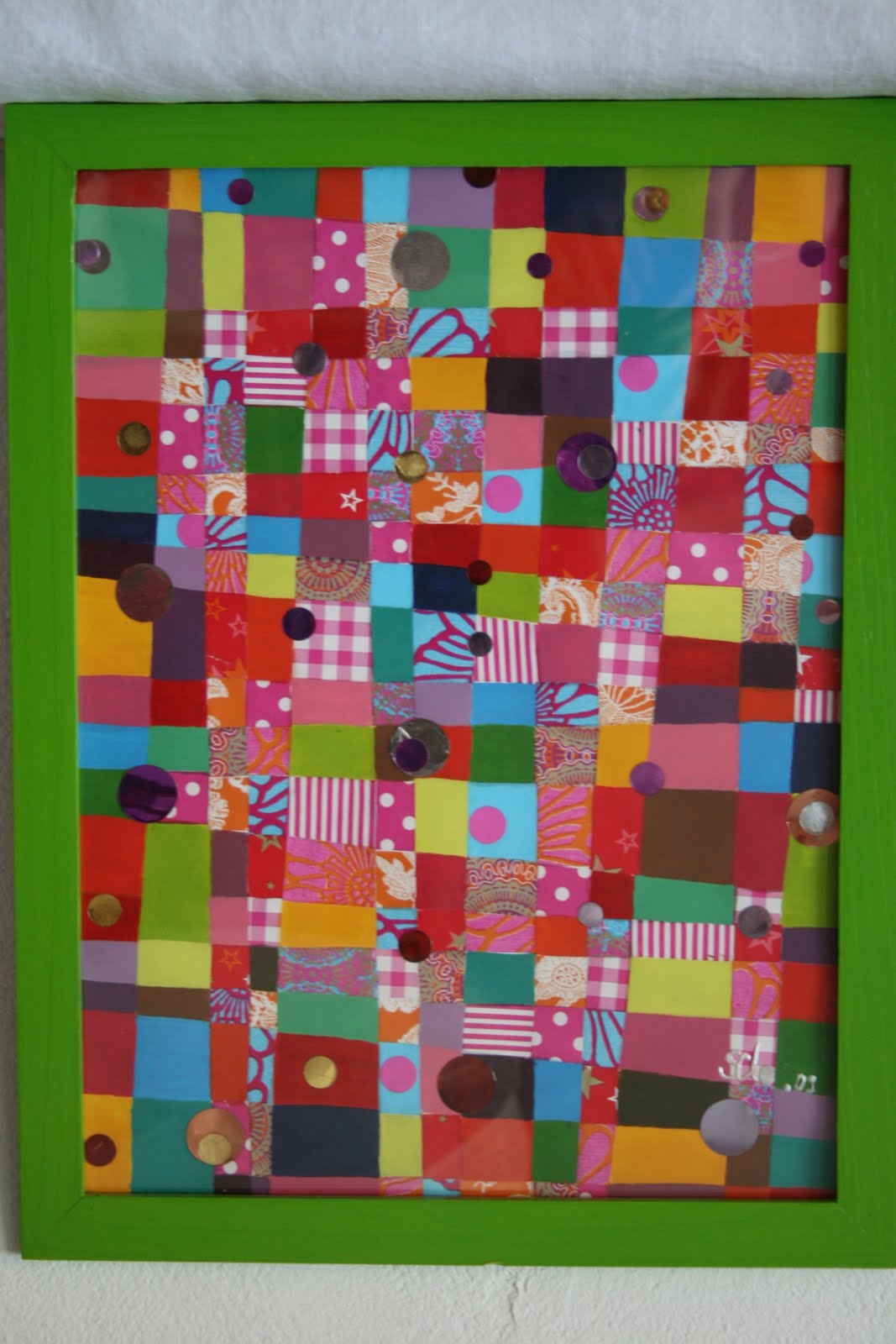 Pot de colle: Tableau patchwork (Acrylique et collages)