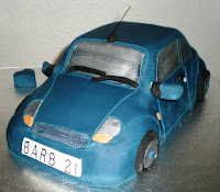 cake looks like small blue car