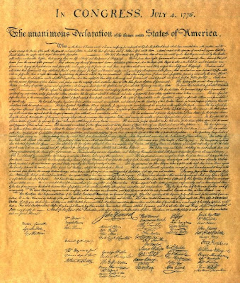 photo of actual declaration of independence