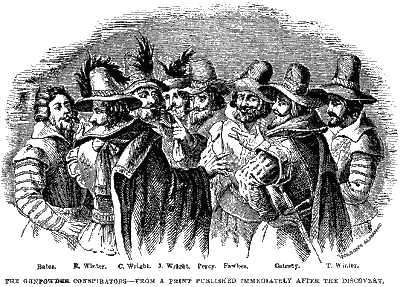 old engraving of plotters in the conspiracy from newspaper