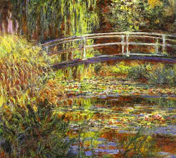 paintings monet pond title water oil claude harmony lily pink