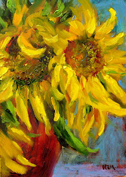 sunflowers painting vase oil paintings sunflower flowers sun karen margulis watercolor canvas painted artist 5x7 floral dailypainters drawing ga pastel