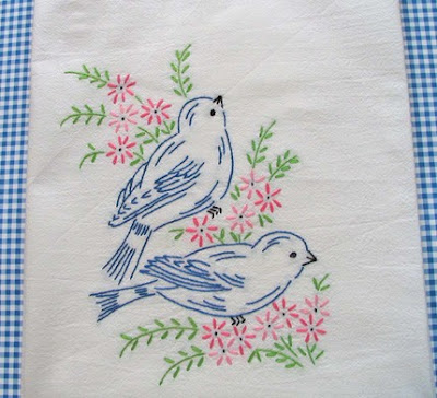 Cabin Creek: Hand Embroidered Bluebirds