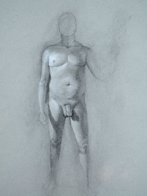Male Nude study Charcoal Summer 2008 9'' x 12''