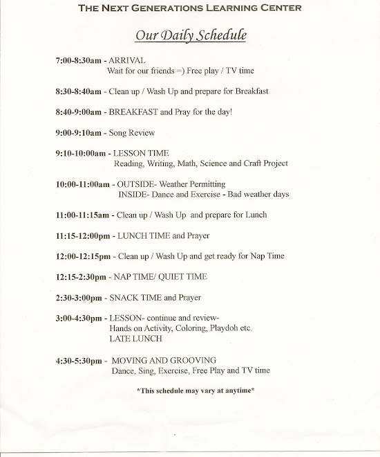 Our Daily Schedule