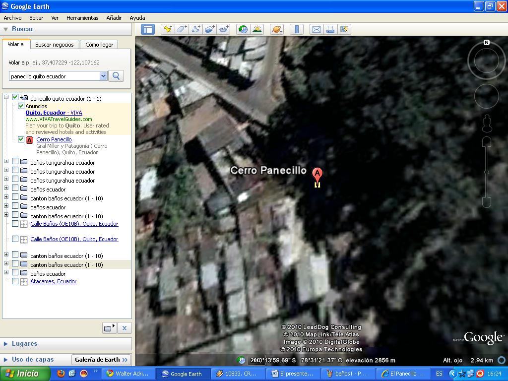 walter Panecillo Quito Ecuador en google earth y google map