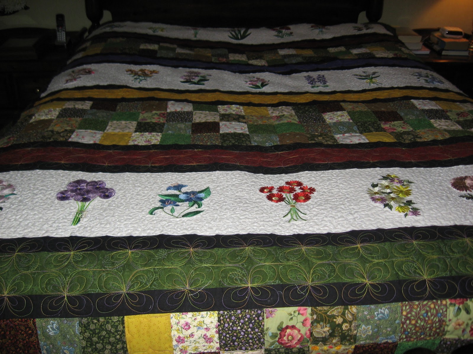 Lighthouse Lane Crafts Machine Embroidered Flower Quilt
