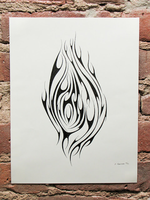 Pen and ink phoenix tribal by Elaine Espinosa