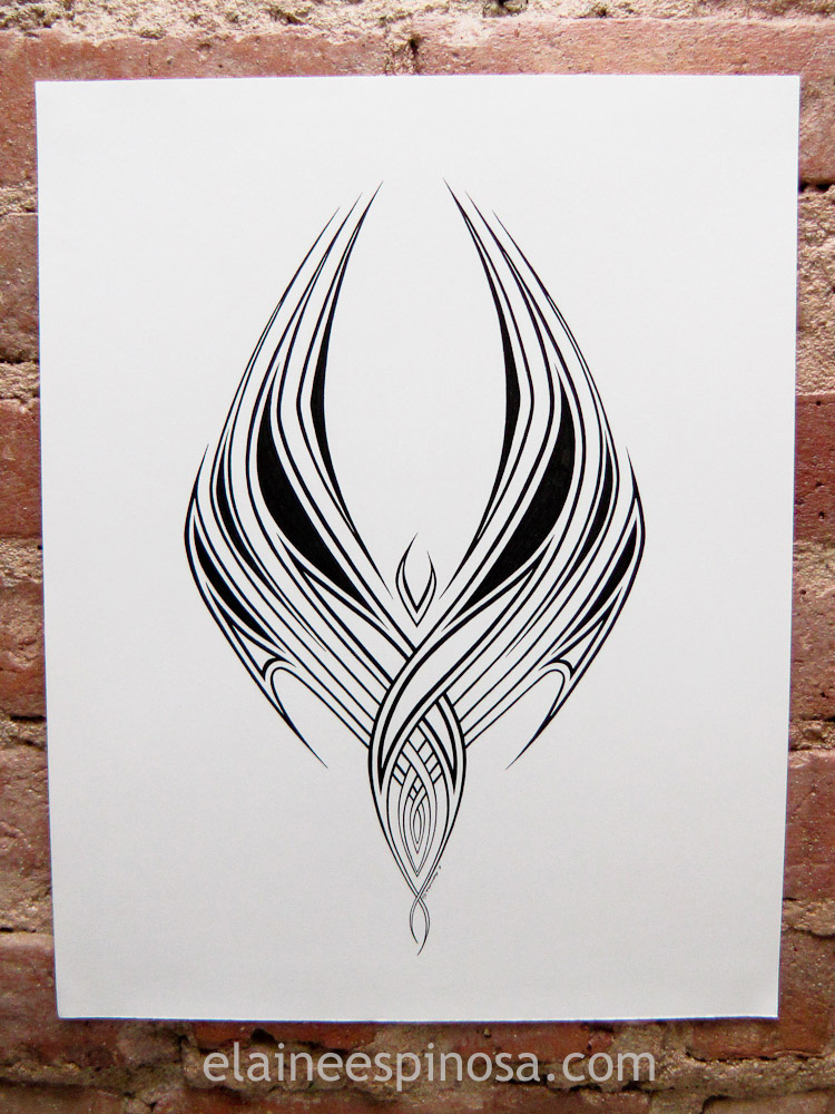 Pen and ink phoenix tribal by Elaine Espinosa Pen ink on bristol board 