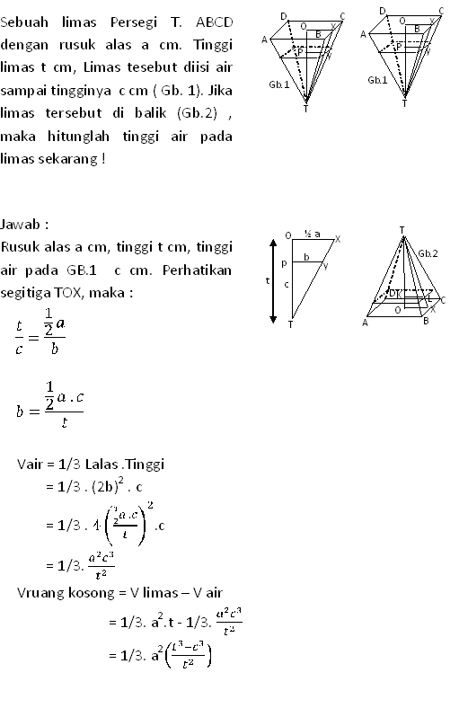 Matematika Is Fun: Penyelesaian Limas Terbalik (Soal Tantangan)