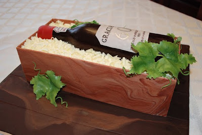 Wine Bottle In a Wooden Crate Cake