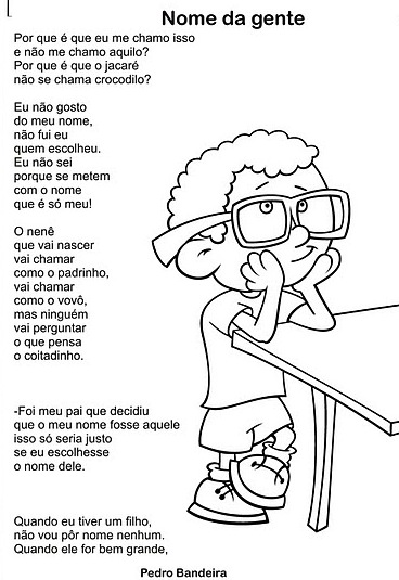 Cantinho das Atividades: TEXTO: "NOME DA GENTE"