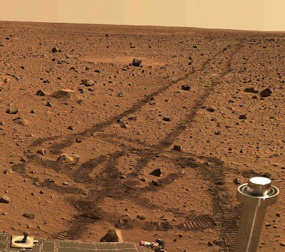 Spirit Rover Tracks On Mars