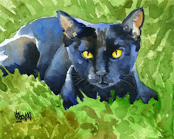 cat watercolor cats painting grass portraits 8x10 pet krajewski ron signed paintings poster prints