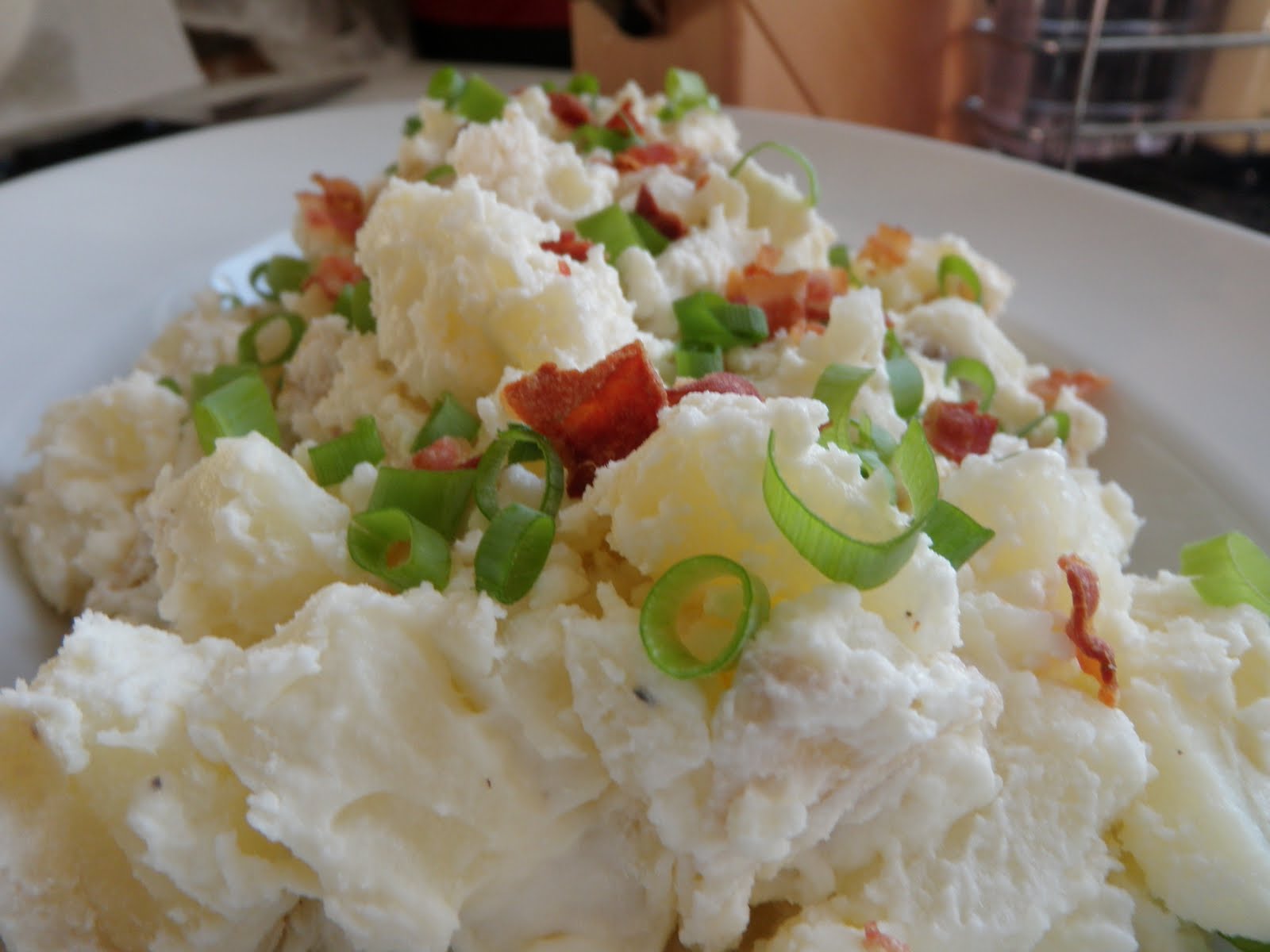Easy Potato Salad with Sour Cream, Scallions and Bacon