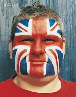 Bandera inglesa pintada en una cara
