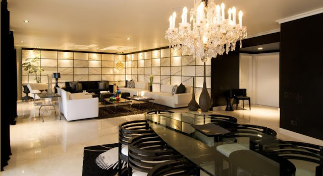 SALA Y COMEDOR DE LUJO EN BLANCO Y NEGRO POR KARIM CHAMAN : SALAS Y