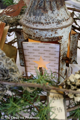 Old mottled lantern, with print paper