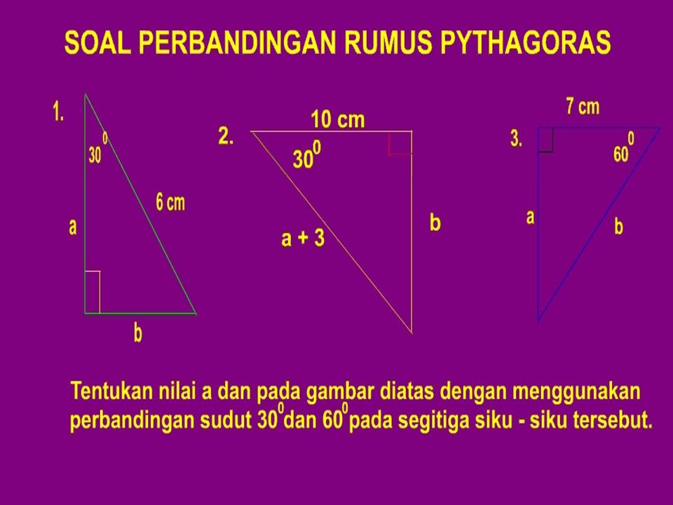 MATEMATIKA SMP : PERBANDINGAN SUDUT 30 DAN 60 DENGAN RUMUS PYTAGORAS (SOAL)