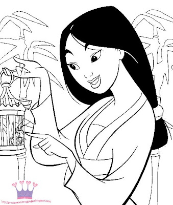 a coloring page of Mulan.