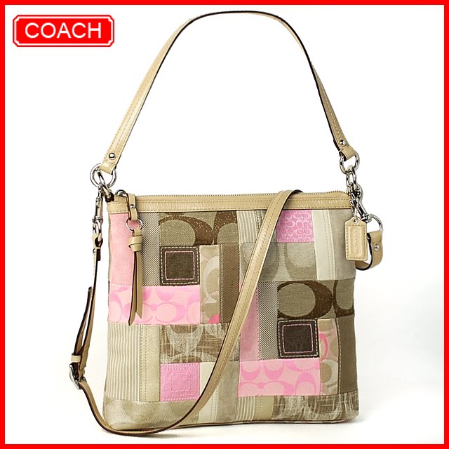 Coach Signature Patchwork Pink Convertible Shoulder Bag 13723