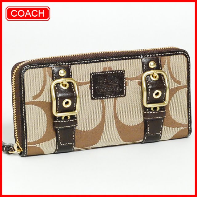 Coach Zoe Signature Accordion Zip Around Wallet 41854