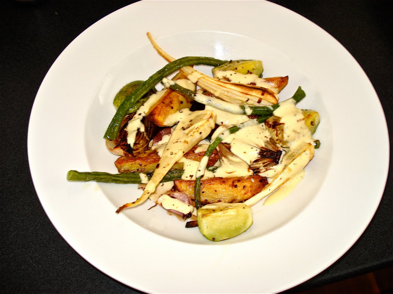 Behind The Burners ROASTED VEGETABLES WITH ROAST GARLIC AIOLI