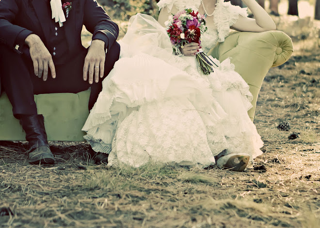 bride and groom resting