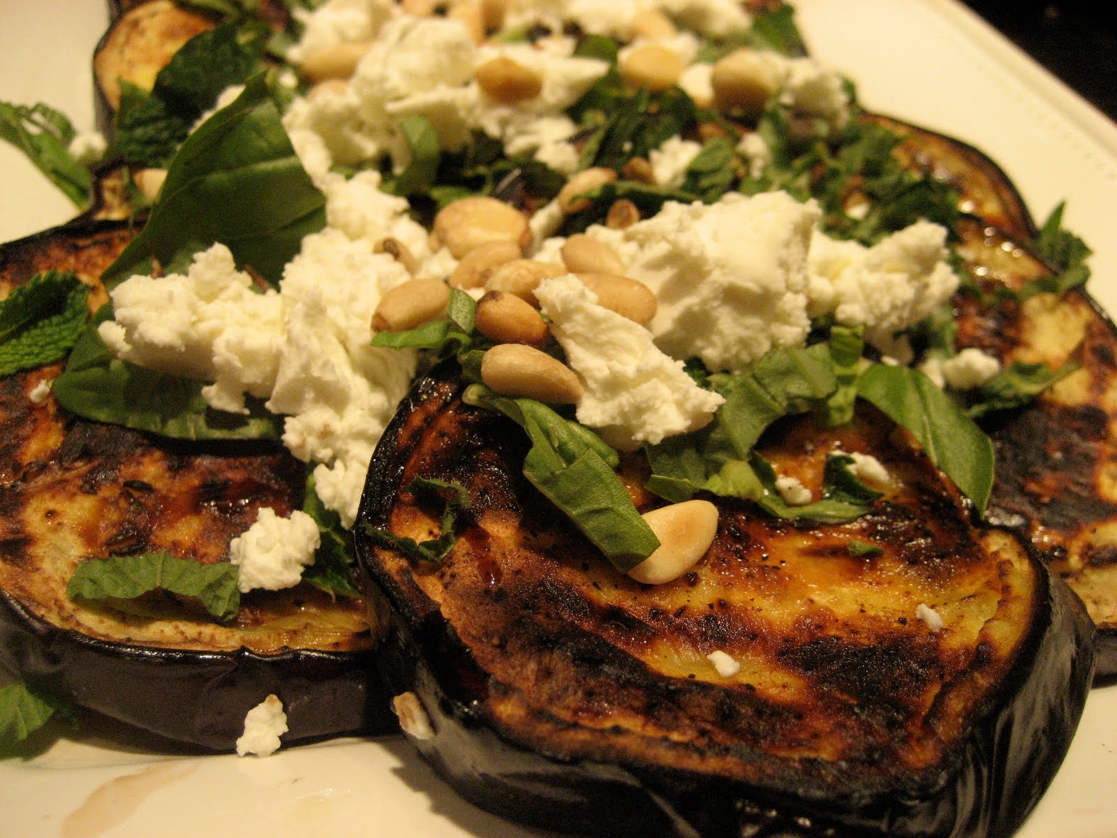Feeling Saucy Grilled Eggplant and Goat Cheese Salad