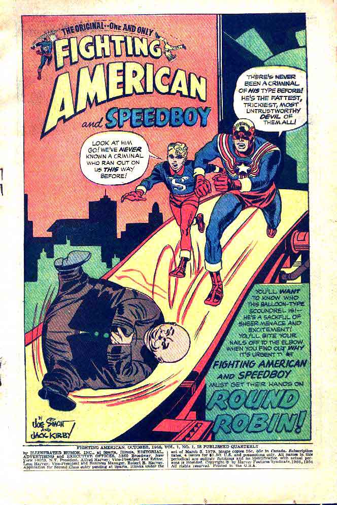 Fighting American v2 #1 harvey 1960s silver age comic book page art by Jack Kirby
