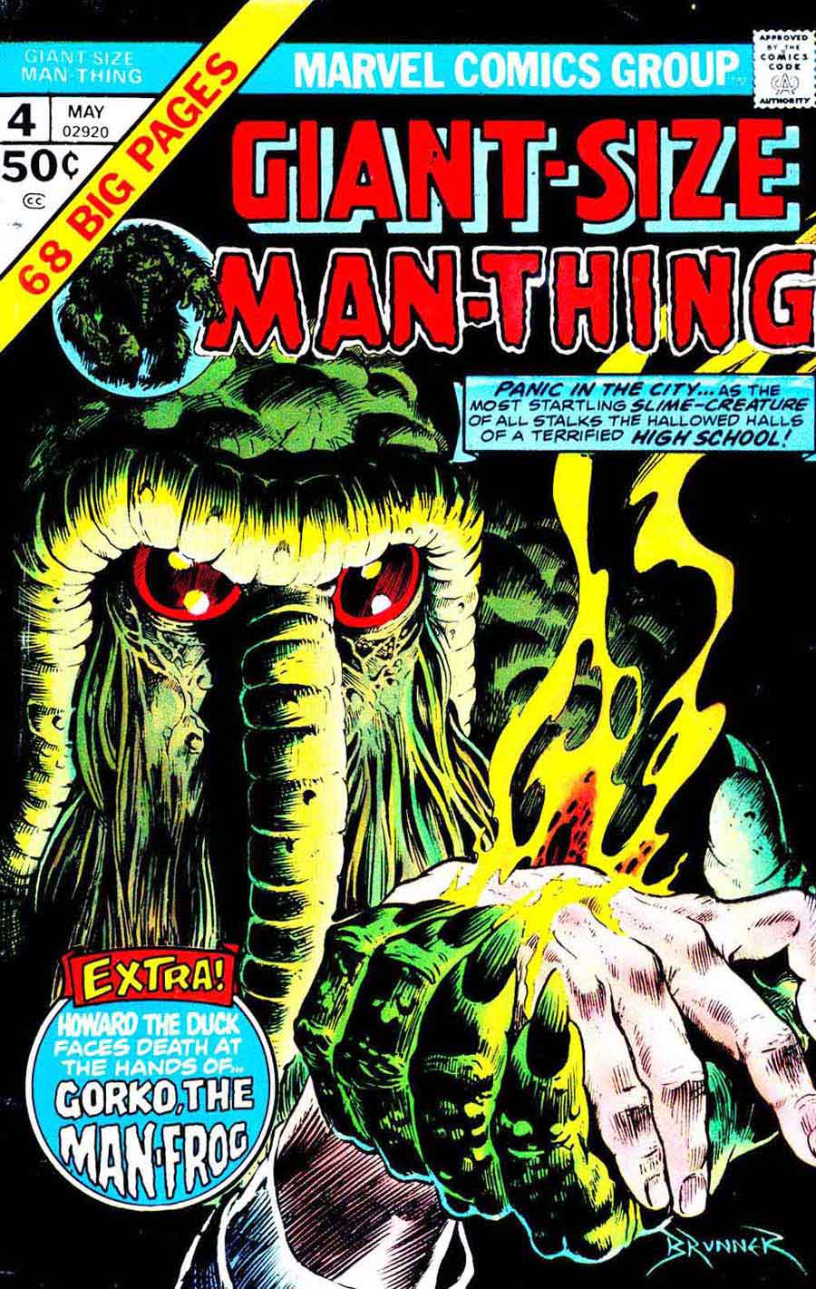 Giant-size Man-Thing v1 annual #4 marvel 1970s bronze age comic book cover art by Frank Brunner