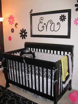 girls black and white baby nursery