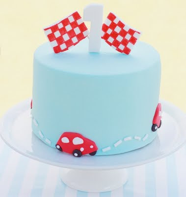 red aqua car cake 