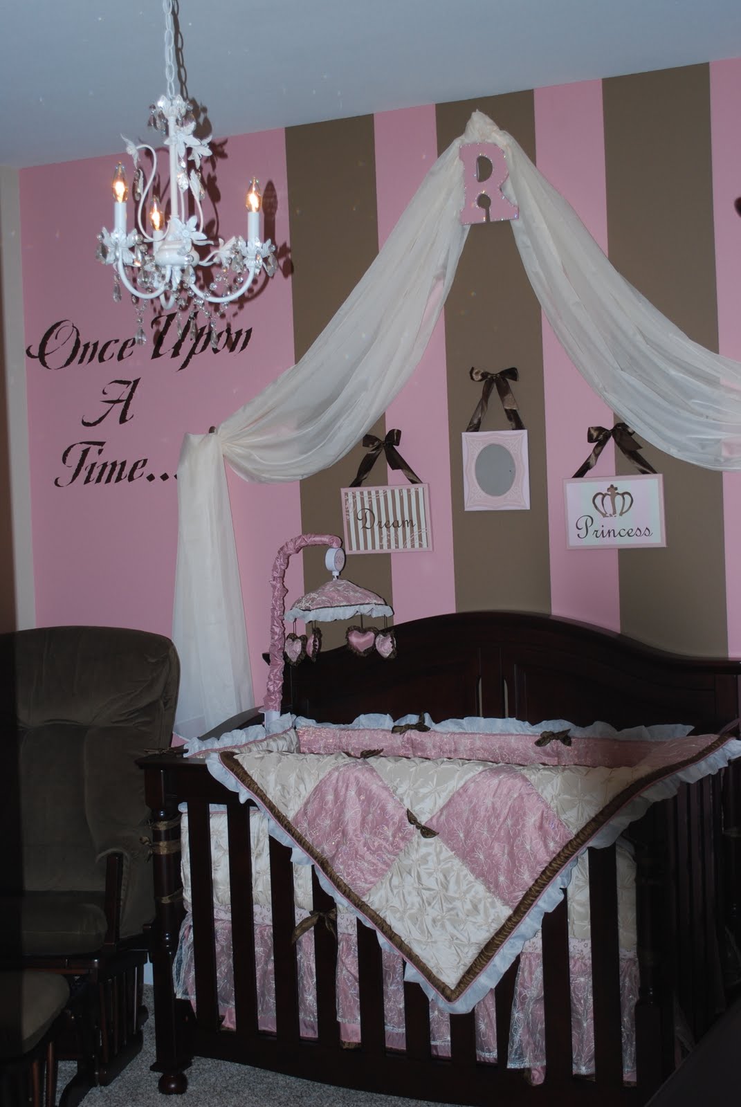 Once upon a time pink and brown baby girl nursery designed by Nicole ...