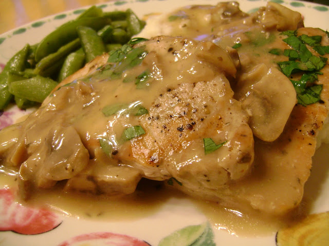 Mushroom Pork Chops by Renee's Kitchen Adventures - easy recipe for a healthy low calorie dinner