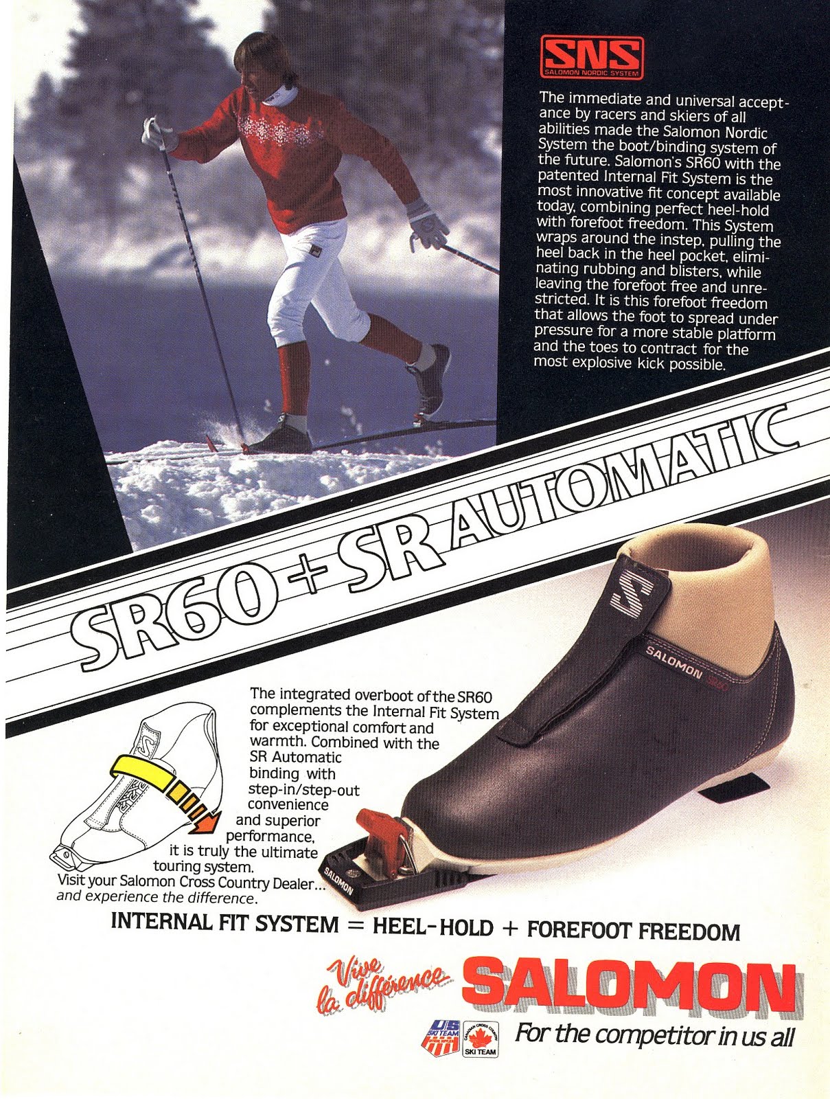 1985 SALOMON NORDIC BOOT Magazine Ad Old Magazine Ads