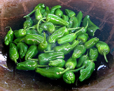 Frying the Pimientos de Padron