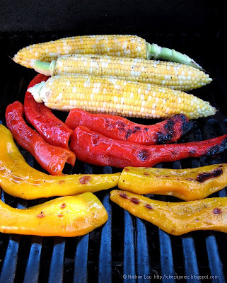 Grilled Bicolored Corn and Corno di Toro Peppers