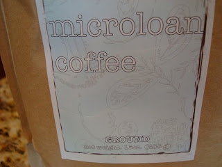 Close up of bag of Microloan Coffee