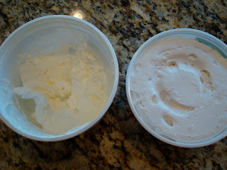 Frozen Cool Whip and TruWhip side by side in containers