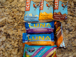 Various Luna and Clif Bars