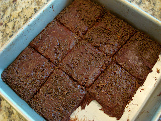 Overhead of Vegan No-Bake Fudge with Chocolate Sprinkles in pan