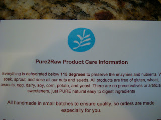 Pure2Raw Product Care Information Card